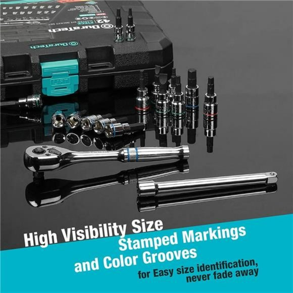 DURATECH Bit Socket Set, 42-piece with Storage Case, SAE & Metric - Picture 6 of 7